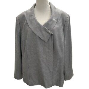 Le Suit Women's Size 20W Black & White Houndstooth Blazer Jachet Shifted Front